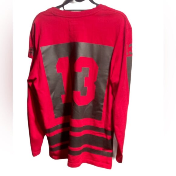 Vintage #BEENTRILL# Virgil Abloh athleisure trendy red crewneck streetwear top M - Picture 2 of 4